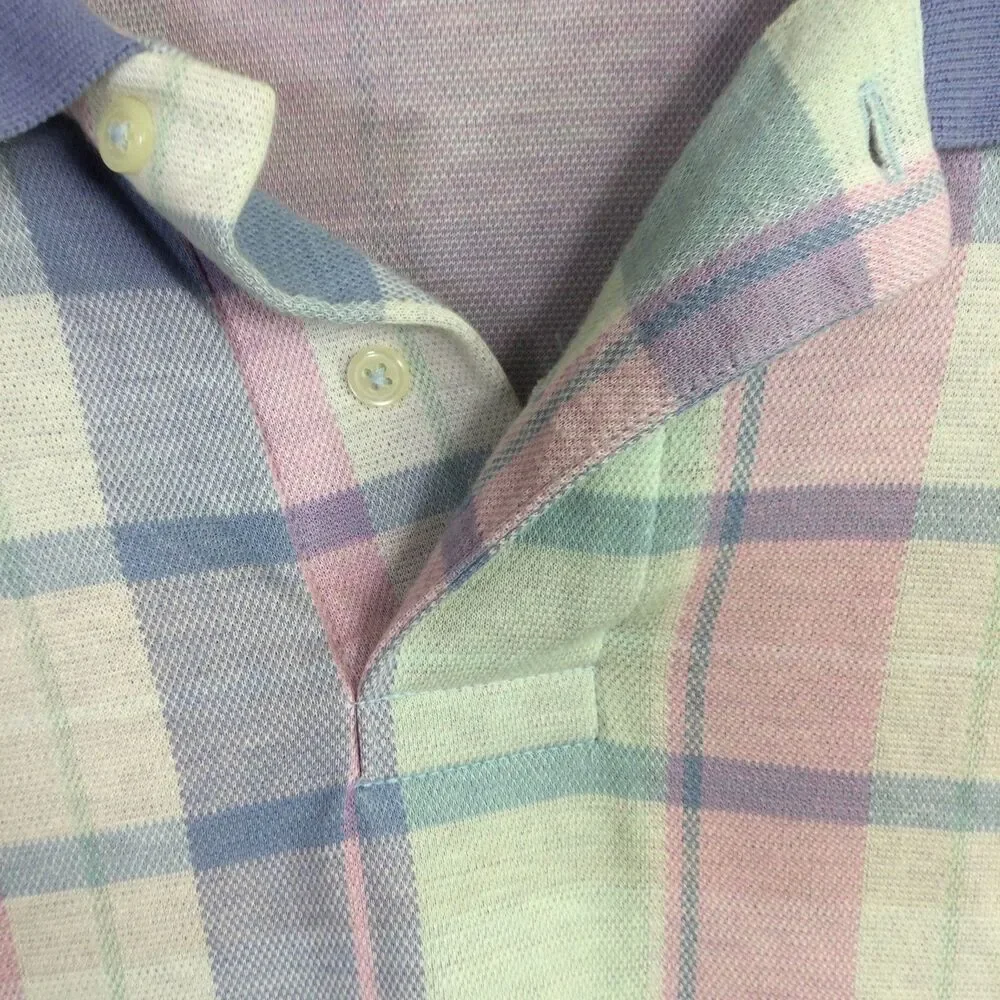 Polo by Ralph Lauren Mens Vintage 90’s Polo Shirt Pastel Pink Blue Plaid Size XL